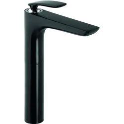 KLUDI BALANCE Waschschüssel-Einhandmischer, Einlochmontage, Auslaufhöhe 270mm, 3.8 l/min, 522988775WR5, Farbe: Mattschwarz / Chrom