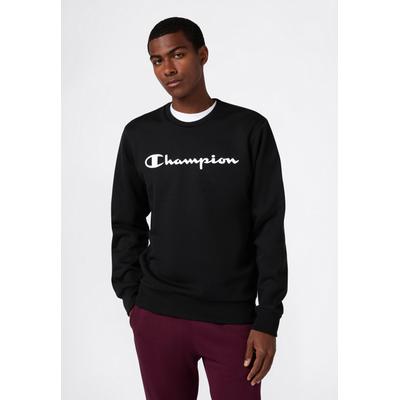 Kapuzensweatshirt CHAMPION "BASICS Fleece Crewneck Sweatshirt Large Logo", Herren, Gr. XL (56/58), schwarz (nbk, ns), Obermaterial: 55% Baumwolle, 45% Polyester, Sweatshirts, mit Baumwolle und Polyester, Langarm-Ausführung, gerader Abschluss