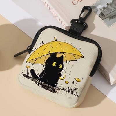 Discount Dollar Deals Mini Coin Purse, Cat Print Lightweight Waterproof Earphone Bag, Multiple Styles Artificial Leather Wallet, Friends Gift coin Purse