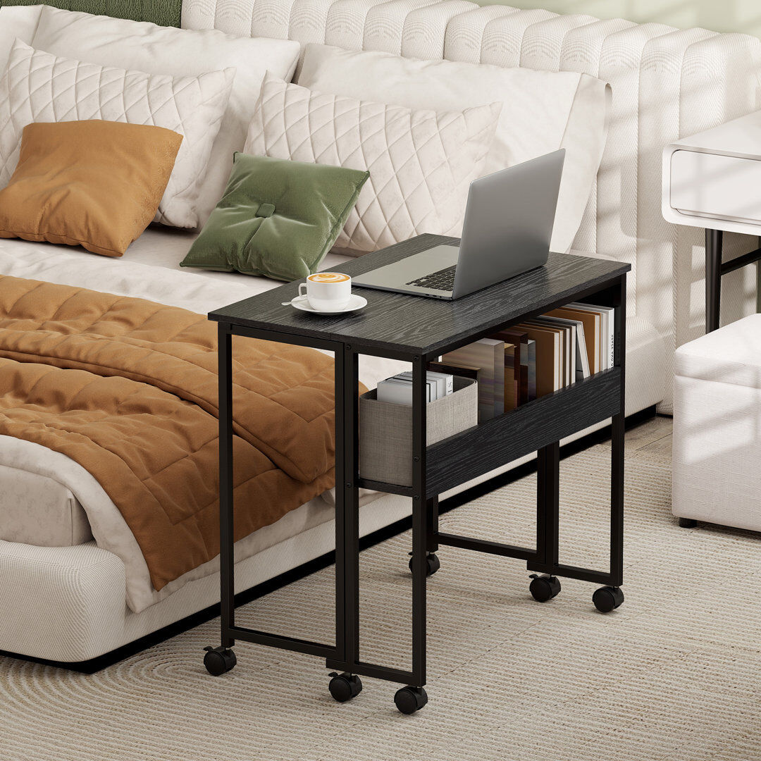 17 Stories Foldable Steel Writing Desk Black 75cm H x 80cm W x 50cm D