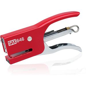 Sax Heftzange Design 646 S, 0-646-03, aus Metall, rot, geschlossene Heftung, Heftleistung bis 15 Blatt