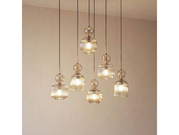 Glas Hängelampe Sophia TK Lighting, dimmbar, alu / grau / zink, für Wohn- / Esszimmer, Glas, Pendelleuchte