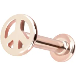 14 Karat Gold Labret mit Innengewinde PEACE-ZEICHEN