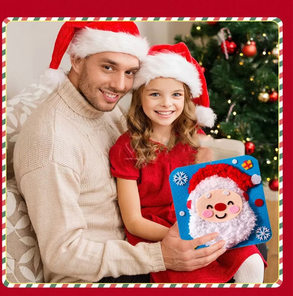 INF DIY Weihnachtsmann Fädel-Malset - Filz Nähhandwerk für Weihnachtsdekoration