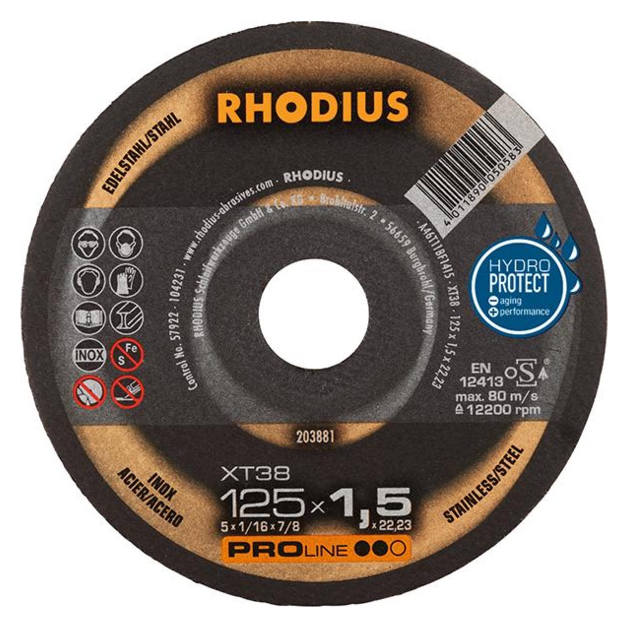 Rhodius Extradünne Trennscheibe XT38 | Ø 125 x 1,5 x 22,23mm Form 41 VPE: 50 (203881)