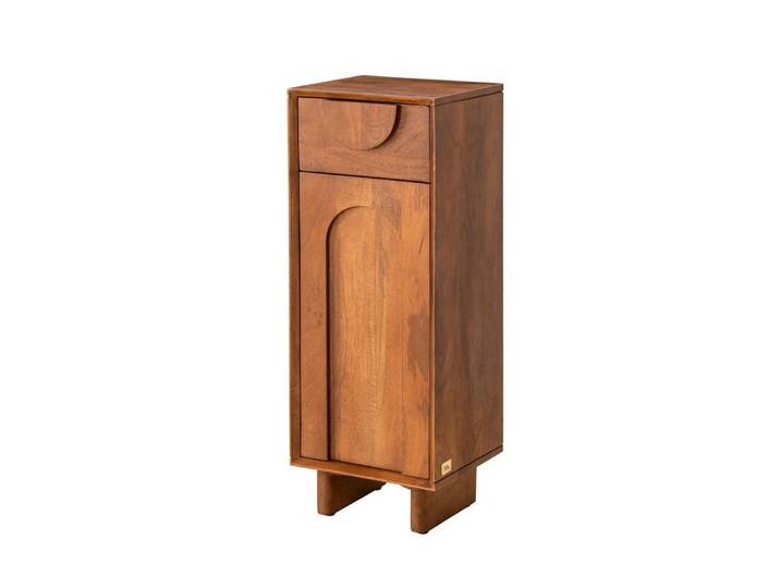 Main Möbel Unterschrank Badunterschrank 32x86cm 'Curves' Mango massiv dunkelbraun
