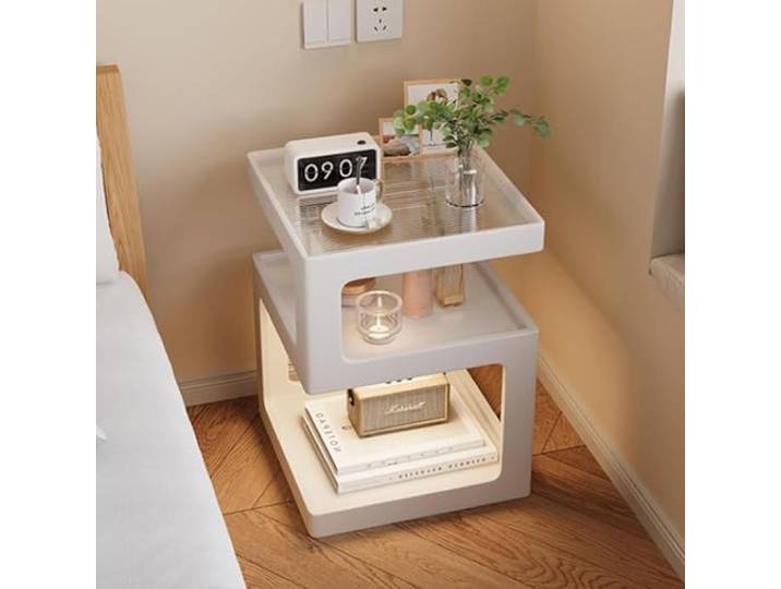 Caimcie Nachttisch, moderner Nachttisch mit Ablage, Beistelltisch, Nachttisch mit Licht, Nachttisch für Wohnzimmer, Schlafzimmer, Arbeitszimmer (Keine Montage erforderlich) B,40CM