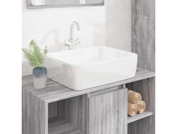 vidaXL Lavabo blanc 48x37x13 cm Céramique rectangulaire