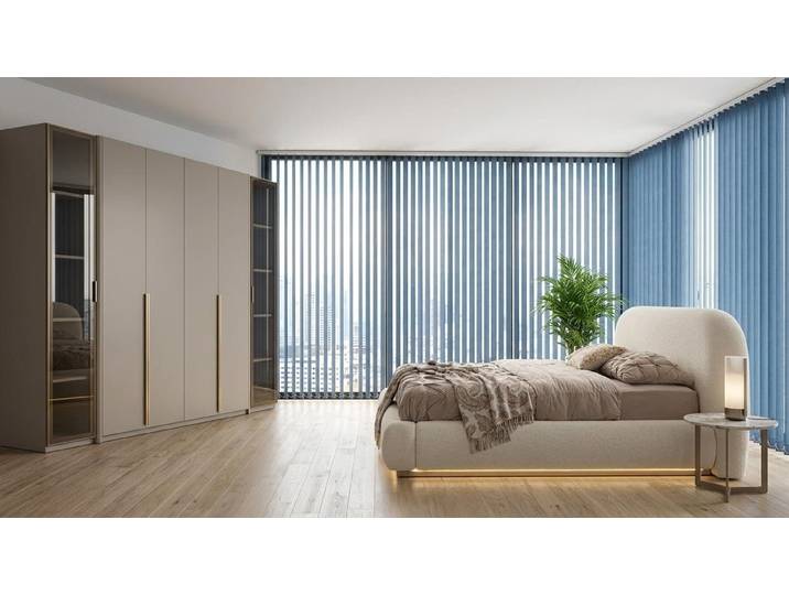 JVmoebel Schlafzimmer-Set Schlafzimmer Set Bett Schrank Modern Beige Funktional Schlicht Hell, Made in Europa