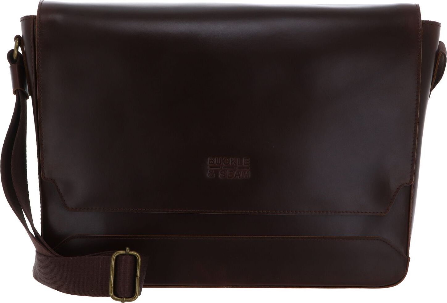 BUCKLE & SEAM Umhängetasche mit Laptopfach Times Messenger Bag Brown / Blu braun