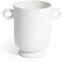 Zodax White Ceramic Planter Vase with Decorative Loop Handles