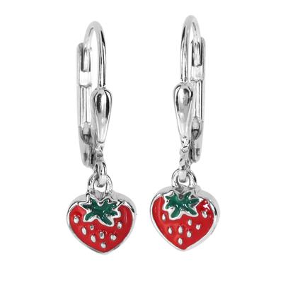 Paar Ohrhänger OSTSEE-SCHMUCK "- Erdbeere - Silber 925/000 -" Gr. 22, rot, Ohrringe, Damen, 22, Silber 925 (Sterlingsilber)