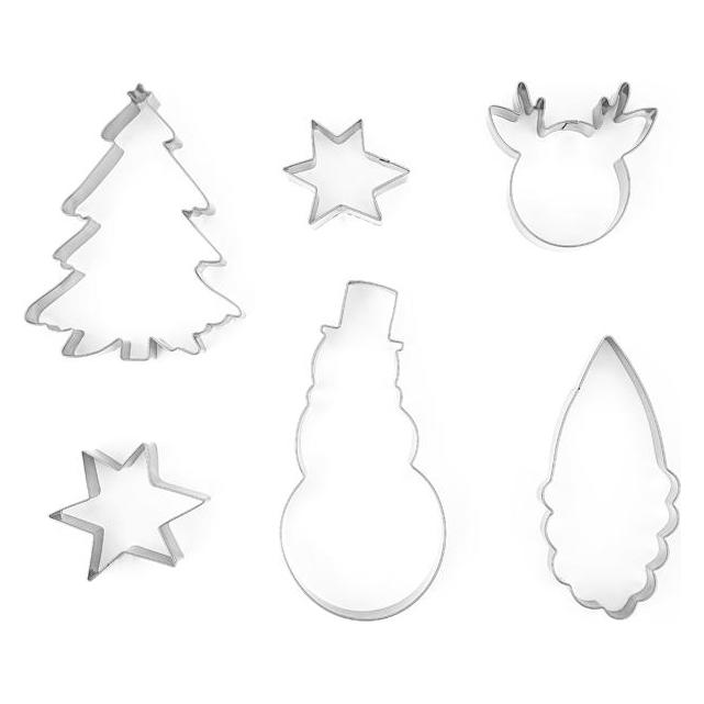 Partydeco Cookie cutters Merry Christmas, silver (1 pkt / 6 pc.) (WYK1)