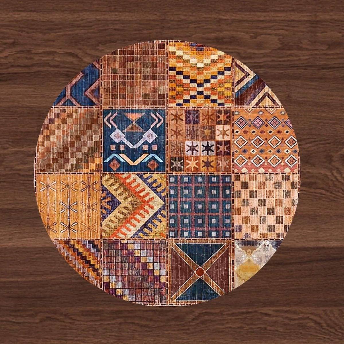 Rond Vloerkleed Patchwork Vintage Stijl - Veelkleurig - ø200 cm