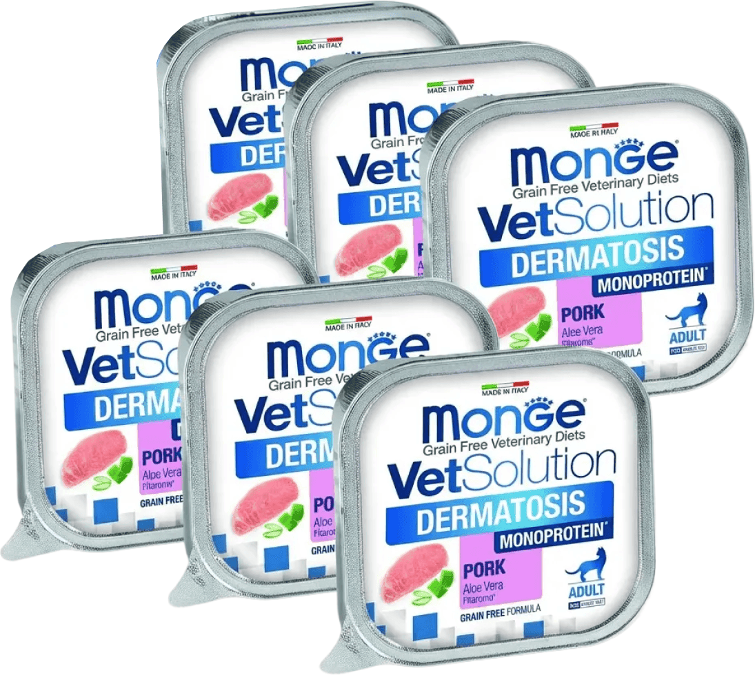 Monge Vet Solution Gatto Dermatosis Vaschetta 100G KIT RISPARMIO 6X100G