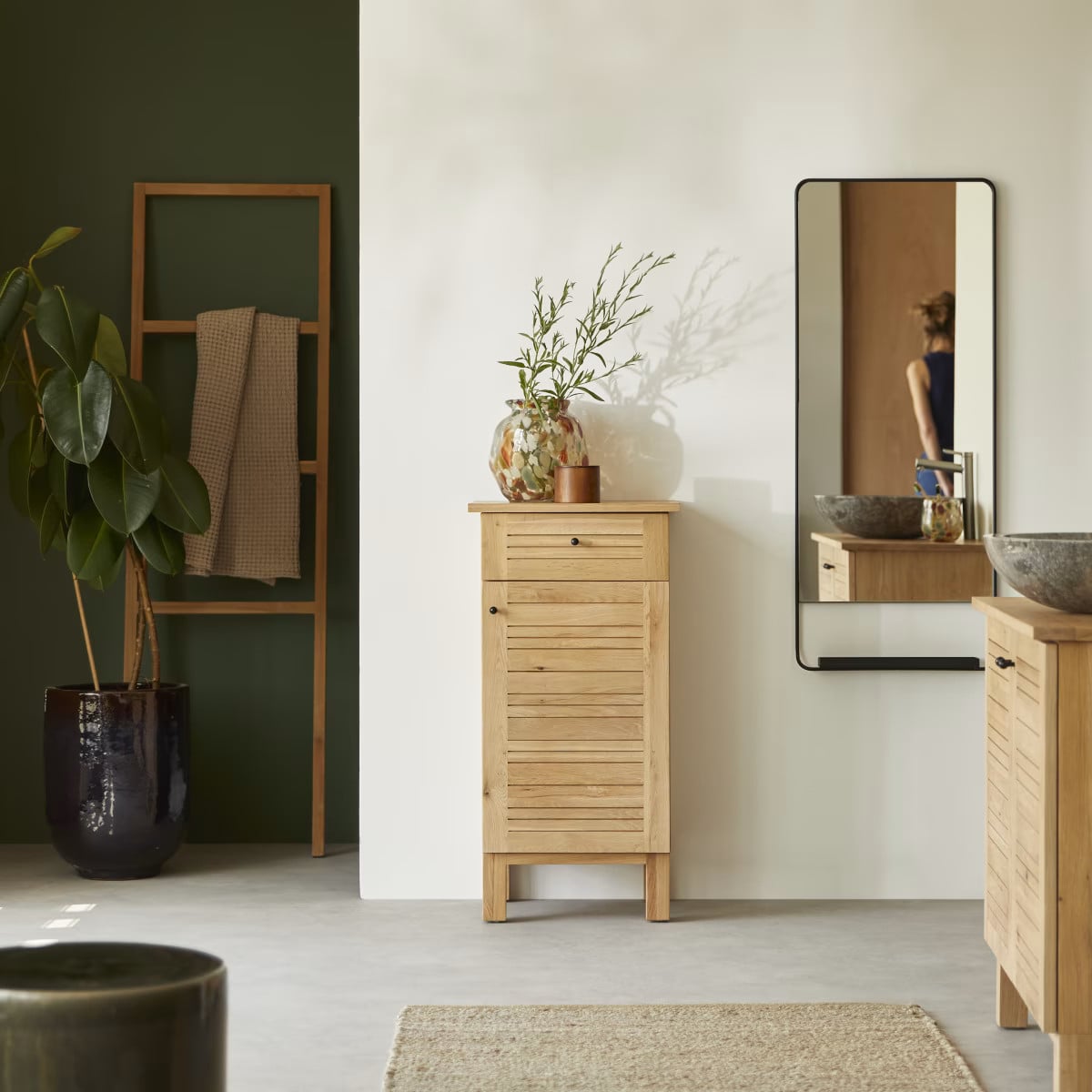 Tikamoon Soho onderkast van massief eikenhout - Bruin/Beige - B: 90 cm, D: 45 cm, H: 36 cm