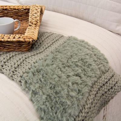 American Heritage Textiles Plush Knit Throw Blanket 50 x 60, 50 x 60, Sage