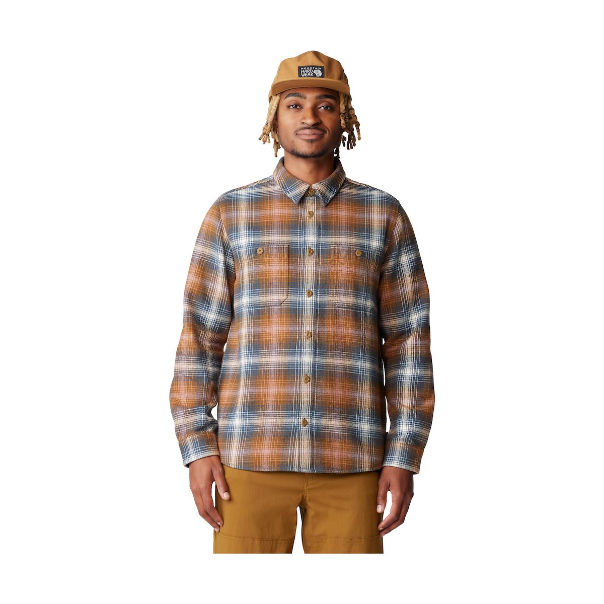 Mountain Hardwear Plusher Long Sleeve Shirt golden brown ombre buffalo check print (233) L 191599-233-L