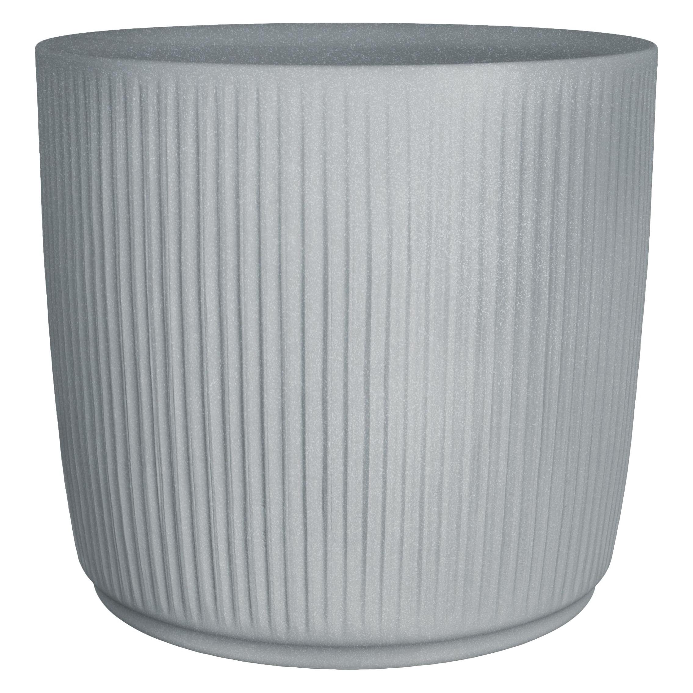 Scheurich Linetto 40, Pflanzgefäss/Blumentopf/Pflanzkübel, rund, Farbe: Stony Grey, hergestellt mit r (38.60 x 35.30 cm) (B0CF5K2XLY)