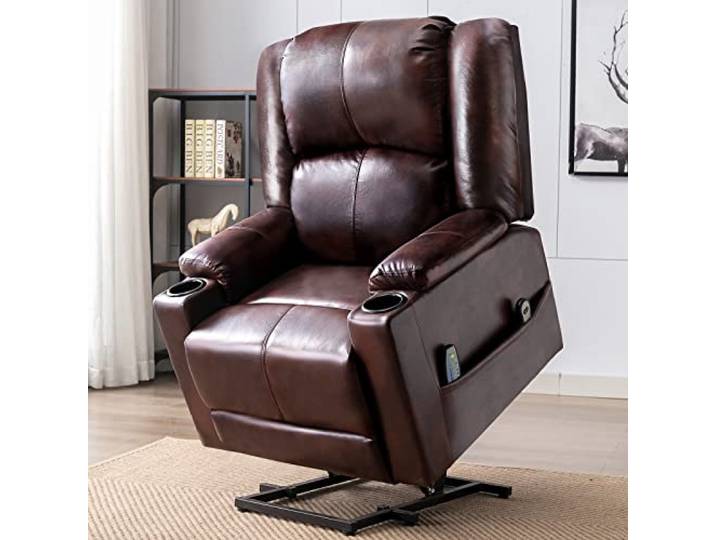 COMHOMA elektrischer Aufstehsessel, Relaxsessel Fernsehsessel Massagesessel mit Liegefunktion Sessel mit Aufstehhilfe Powerlift-Liegestuhl für ältere Menschen (Braun)