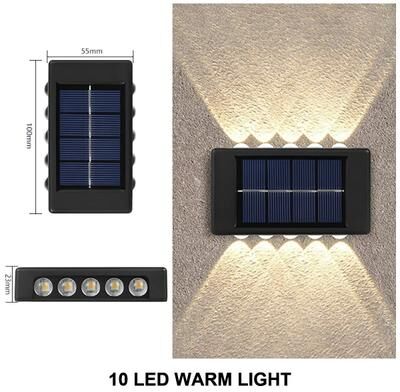Uplifted Finds Outdoor Solar Wall Lamp Waterproof Up And Down Light 10 Pcs 10 Leds Warm