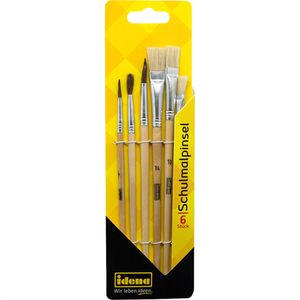 Idena Pinsel 60104 Pinselset, mit 3 Haar- und 3 Borstenpinseln, 6 Stück