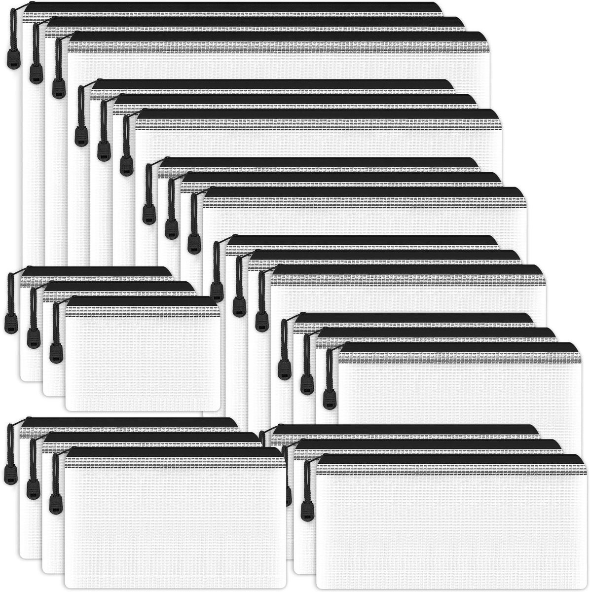 Omgoods Plastic Zipper Purses - 24 stuks in 8 maten voor opslag en organisatie