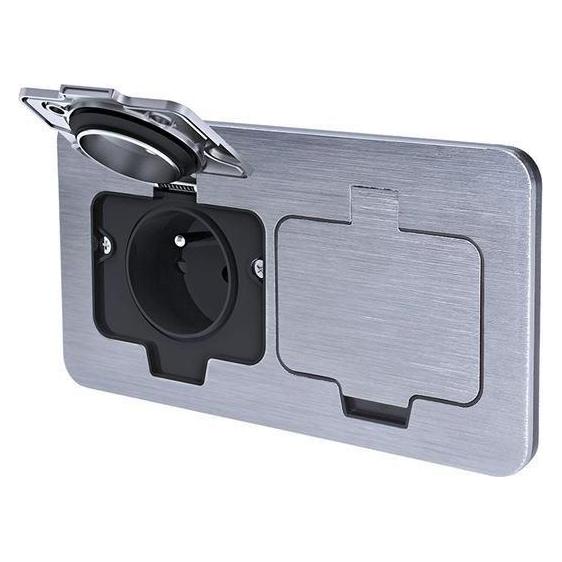 Olight Solight vstavaná podlahová dvojzásuvka, IP55, okrúhle viečko (8592718036140)