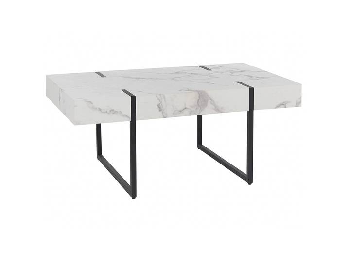 COUCHTISCH weiß/schwarz Marmor Optik rechteckig Merced