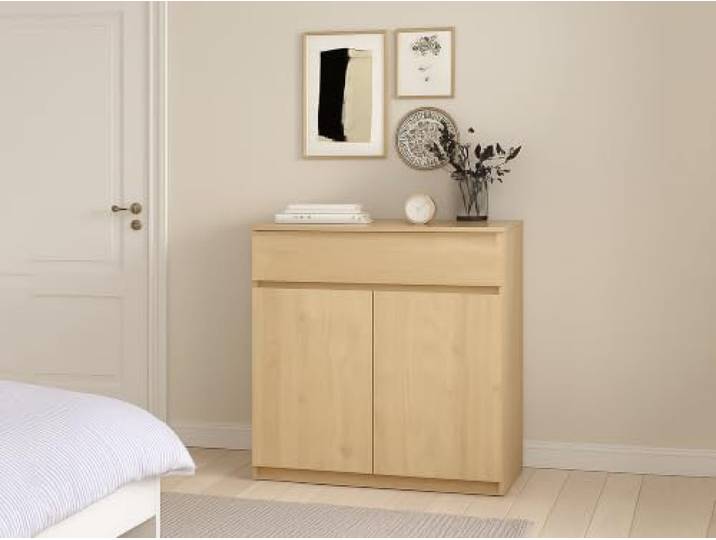 Dmora - Kommode Julienne, Wohnzimmerbuffet, Wohnzimmer-Sideboard, Moderne Küchen-Speisekammer, 80x40 h100 cm, Eiche