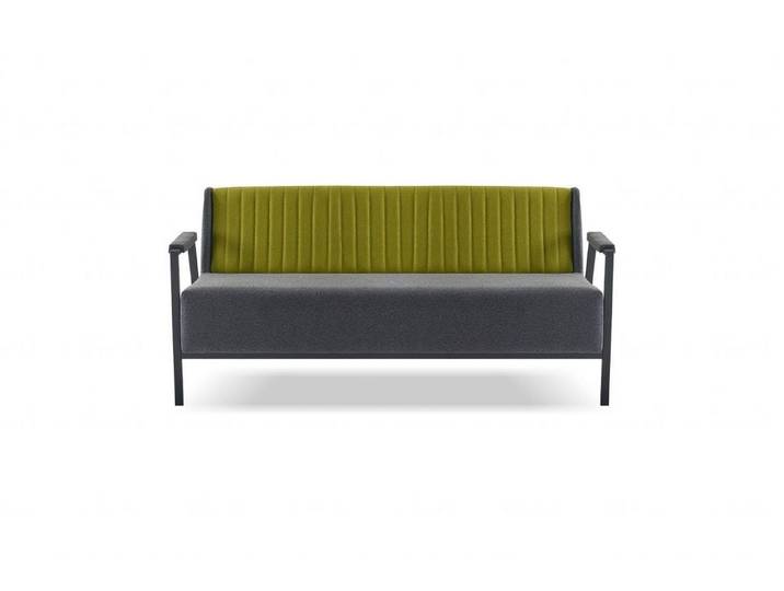 Xlmoebel 3-Sitzer Sofa modern olivgrün grau elegant Stoff vielseitig Metall, 1 Teile