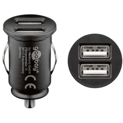 goobay KFZ Dual-Ladegerät USB-A 12 W schwarz, 2.5x4.3x2.5 cm