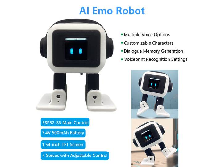 Robot de communication intelligent AI, robot ESP32-S3, robot interactif intelligent pour la conversation et la danse, robot émotionnel de bureau pour enfants, cadeau