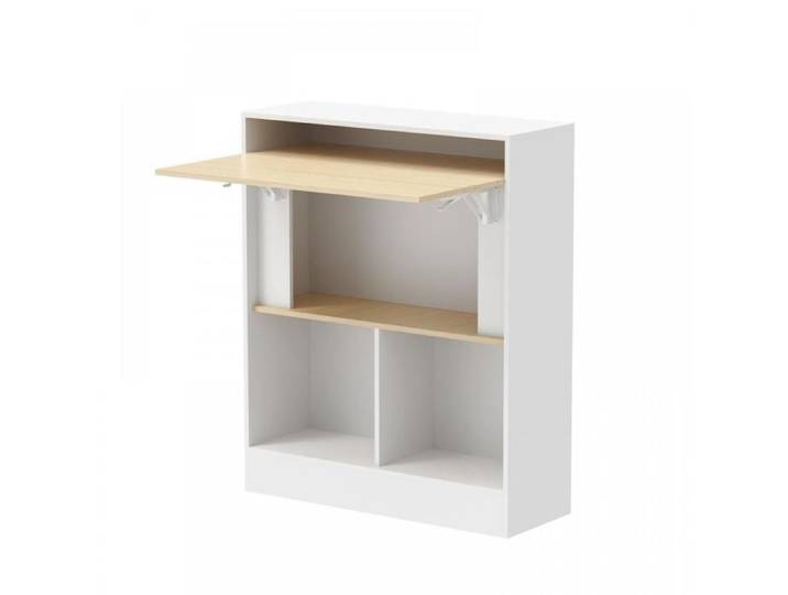 Bureau pliable et gaming-QUIIENCLEE-Table de rangement de salon meuble rangement chambre-MDF-Blanc