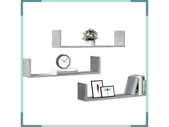 Étagère murale - 853293 - gris béton - 80 x 18 x 18 cm - lot de 3