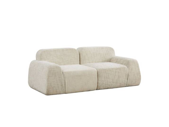 Canapé Compressé 2 places en Chenille Beige Sans Montage - Canapé Loveseat avec Base Antidérapante - Rempli de Mousse HR - Chic