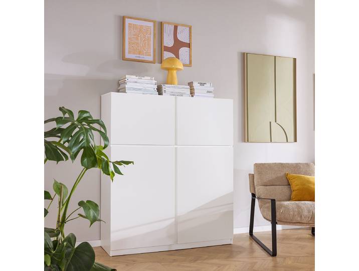 Highboard 120 x 143 x 40cm Weiß/Weiß