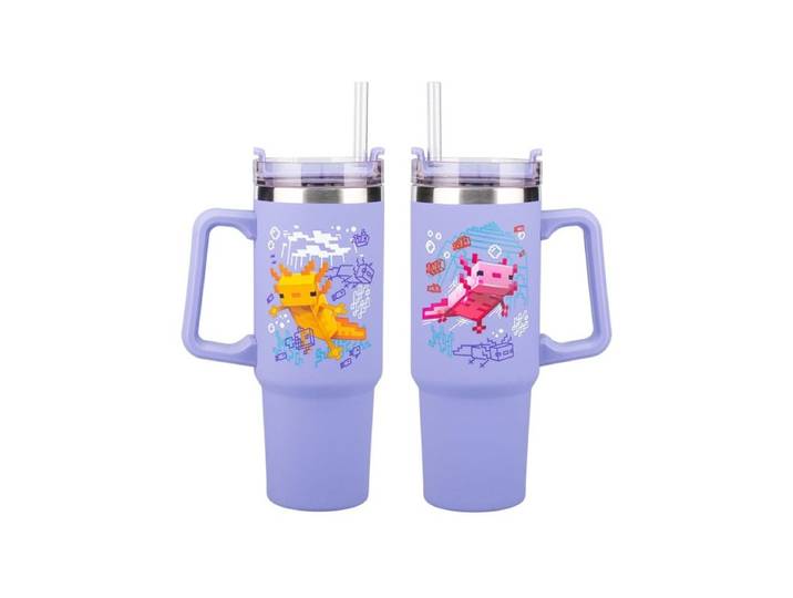 Minecraft Purple Tumbler Isotherme 900Ml Et Paille