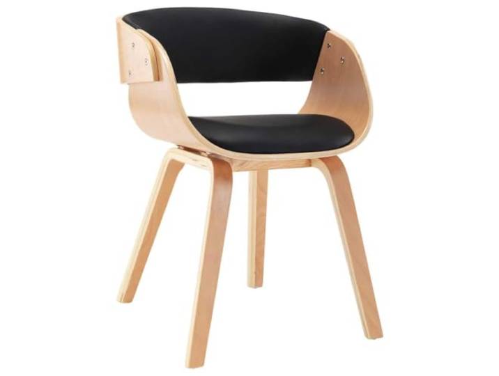 KDVXBCQJH Esszimmerstuhl Schwarz aus Bugholz & Kunstleder 53x52x70cm Moderner Küchenstuhl mit Bugholzrahmen und Kunstlederpolsterung für Esszimmer, Wohnzimmer und stilvolle Sitzbereiche.