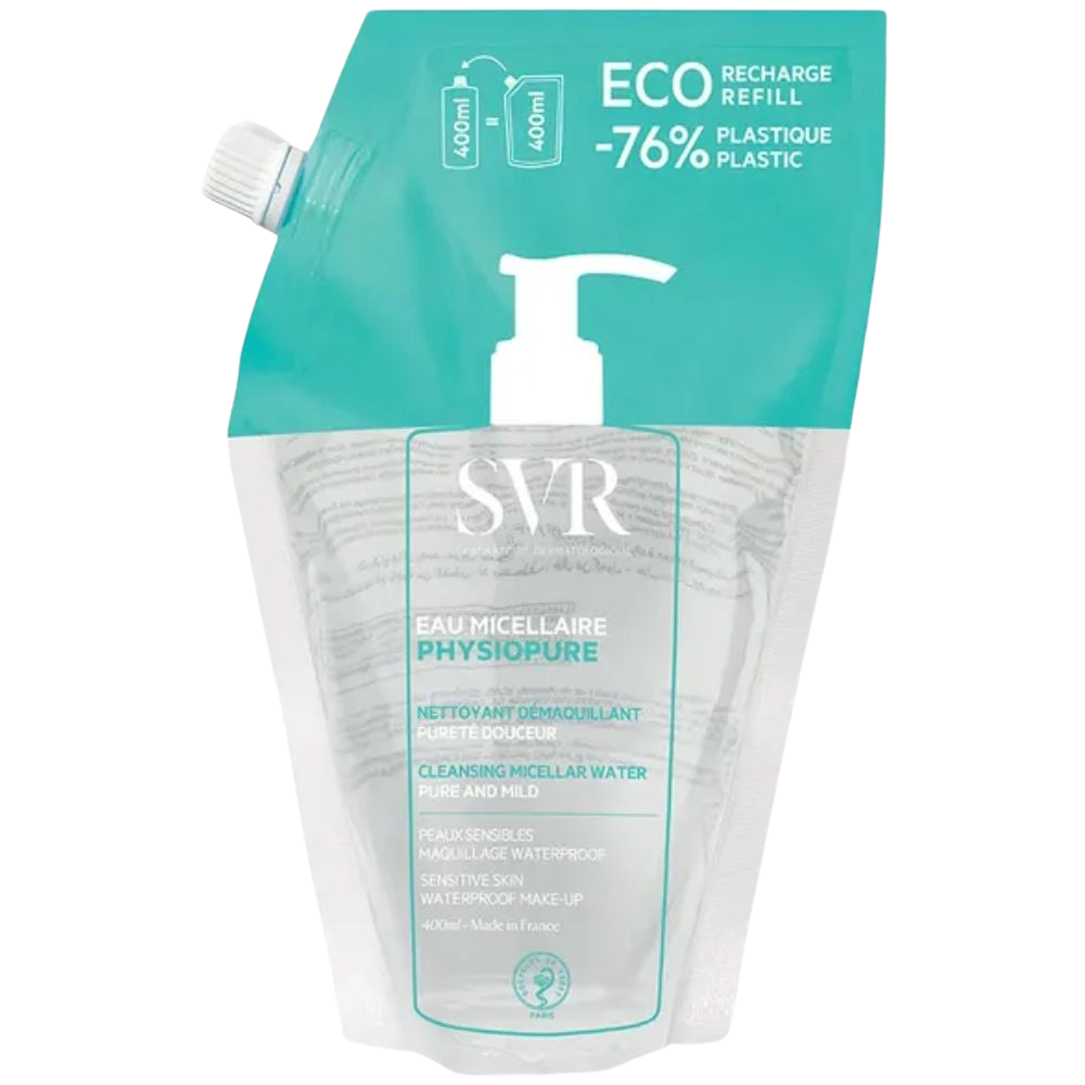 SVR Physiopure Micellar Water Make-Up Remover for Face, Eyes and Lips 400mL Ricarica