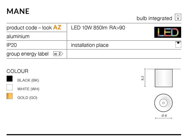 Azzardo MANE LED Inbouwspot 10W model AZ4322