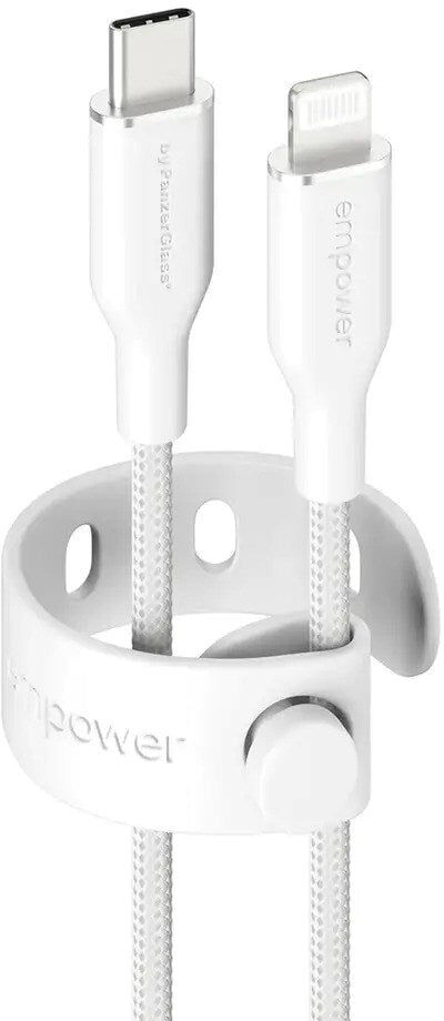 empower by PanzerGlass Racing 1.2m / 60W USB-C til Lightning Kabel - Silver White