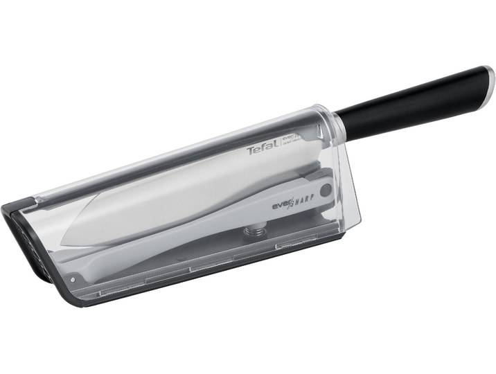 Messer-Set TEFAL K25790 Ever Sharp S , grau (schwarz, edelstahlfarben), Edelstahl, Kunststoff, Kochmesser-Sets, Messer-Set, Edelstahl, lang anhaltende Schneidleistung und Schärfe
