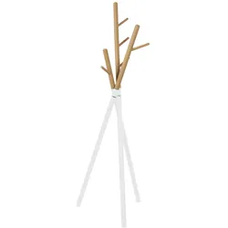 En.Casa, Garderobe + Kleiderstange, Garderobenständer Laerdal 172x49x49 cm Stahl Weiss/Holzoptik