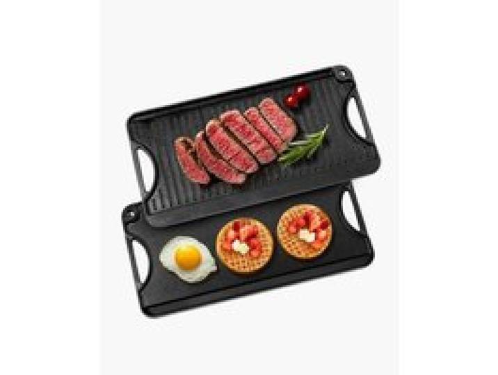 VEVOR wendbarer Grillplatte Bratpfanne Griddle aus Gusseisen (492 x 218 mm), tragbare rechteckige Pfanne mit Griff, Familienkochgeschirr für Herdplatten drinnen/draußen Grill, schwarz