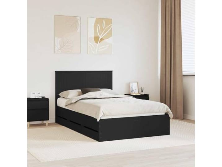 Holzwerkstoff modern Schlafzimmer Bettgestell 120x200 cm Schwarz Bettgestell mit Schubladen Schwarz 120x200 cm Holzwerkstoff Stauraum Bettrahmen Lattenrost Kopfteil Schlafzimmer Möbel
