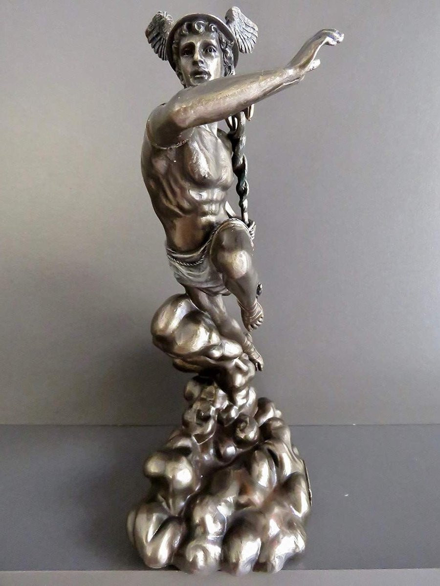 Mythologische Figuur Godenbeeld Brons met Gepatineerde Afwerking, Hoogte: 22 cm