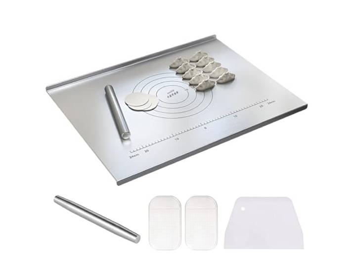 Schneidebrett aus Edelstahl 316, Knetbrett aus Edelstahl, Küchenarbeitsplattenschutz mit Anschlagkante, für Küche, Bar, Restaurant,100x58cm/39.4 Lx23 W