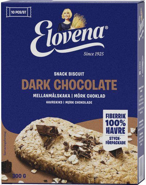 Elovena Biscuit Mørk Chokolade, 300 G