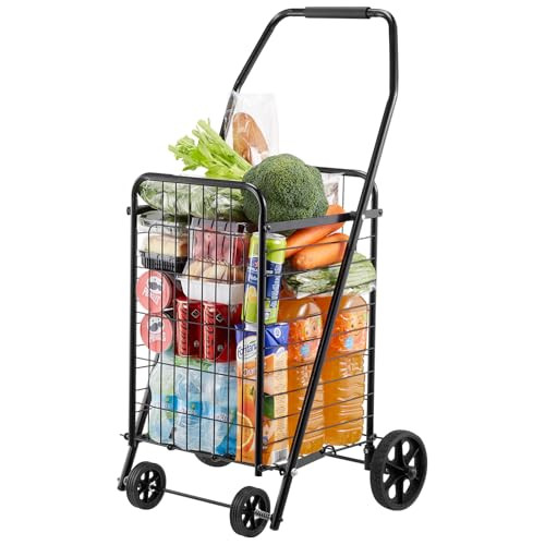 VEVOR Opvouwbare Winkelwagen met Zwenkwielen, 39 Liter, Zwart